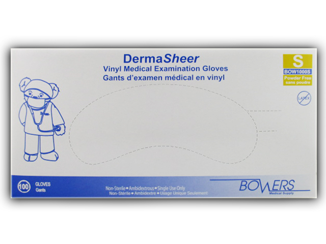 Derma Sheer Vinyl Medical Examination Gloves 100/box