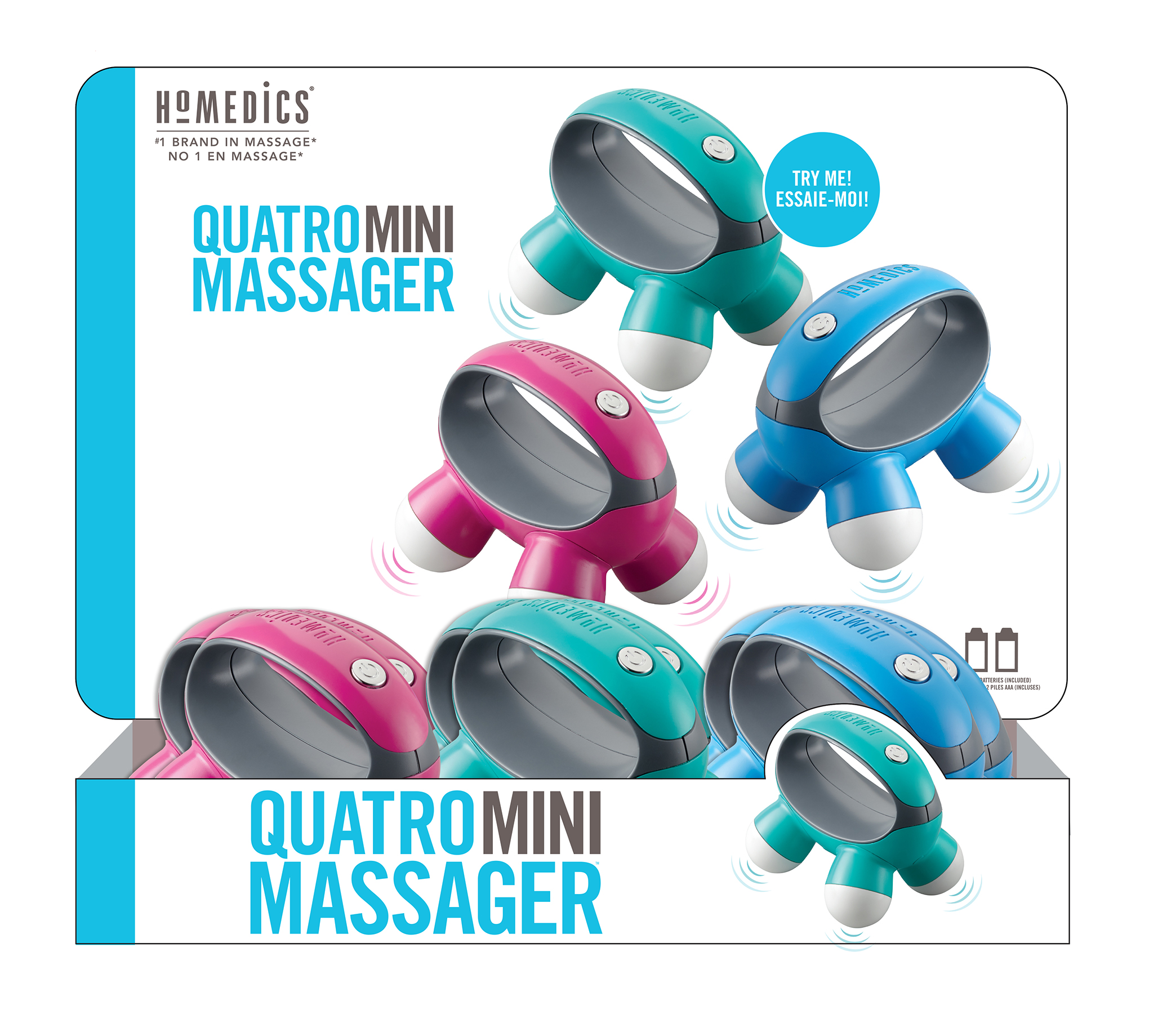 Homedics Quatro Mini Massager 3w Healthcare Handheld Massage